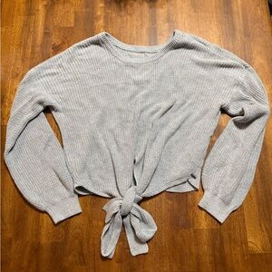 🤎Hollister Light Gray Tie-Front Sweater